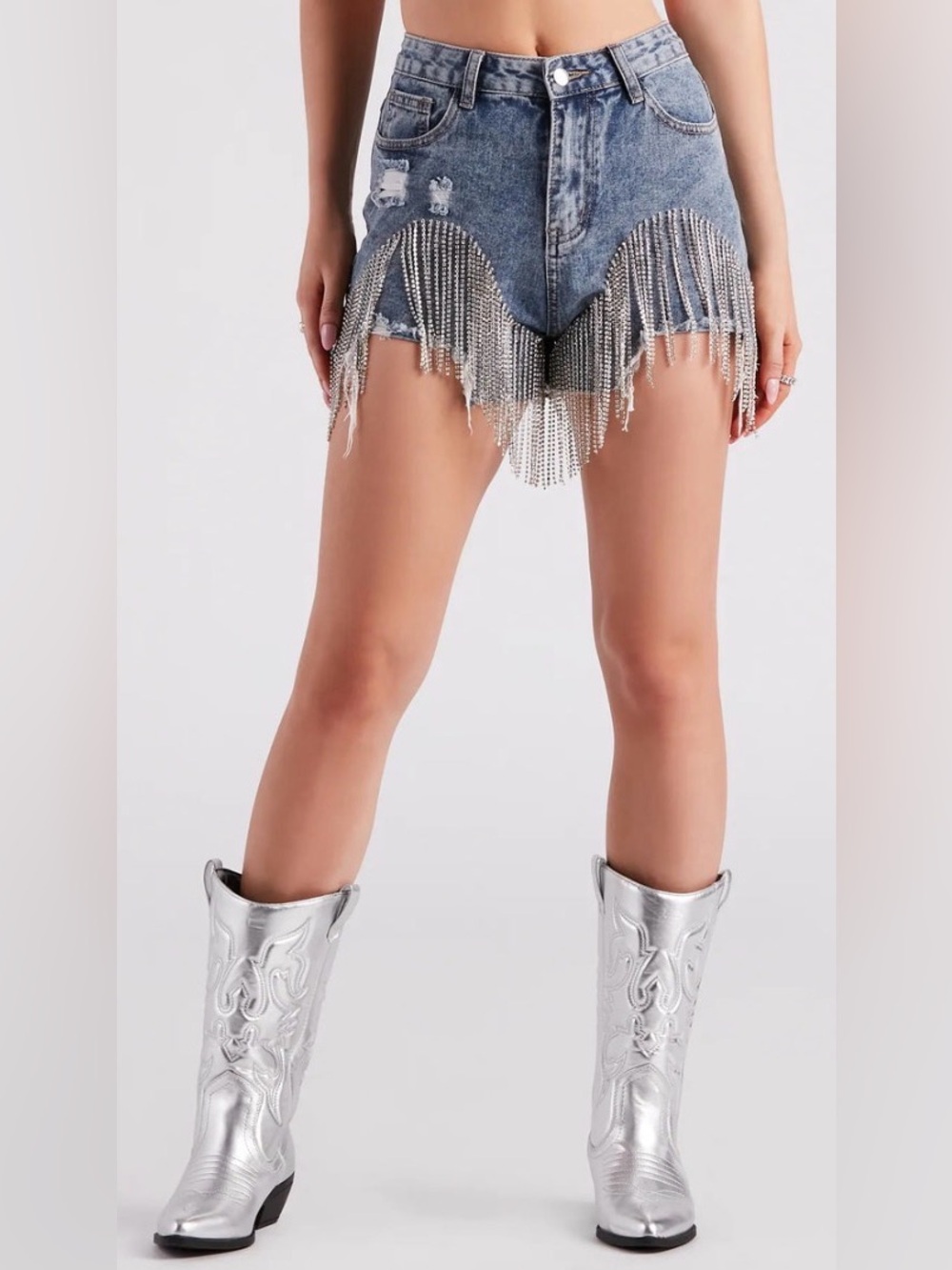 NWT Windsor On The Fringe Rhinestone Denim Shorts Size, L
